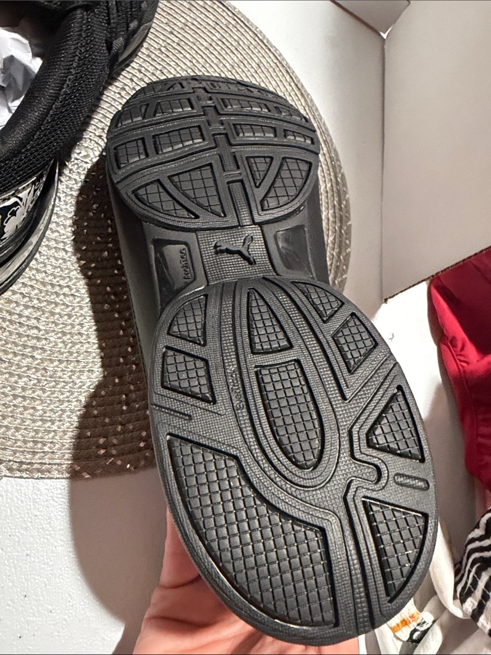 Puma Black Sneakers with White Logo and Floral Heel Accent - Picture 4 of 4